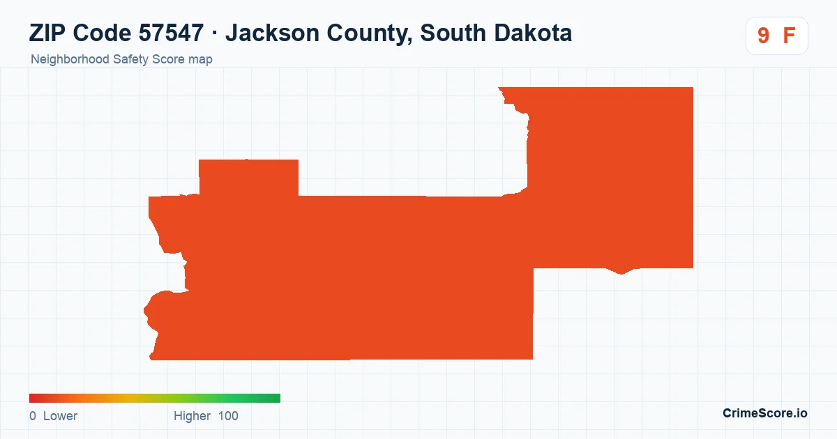 ZIP Code 57547 in Jackson County, South Dakota neighborhood Safety Score map