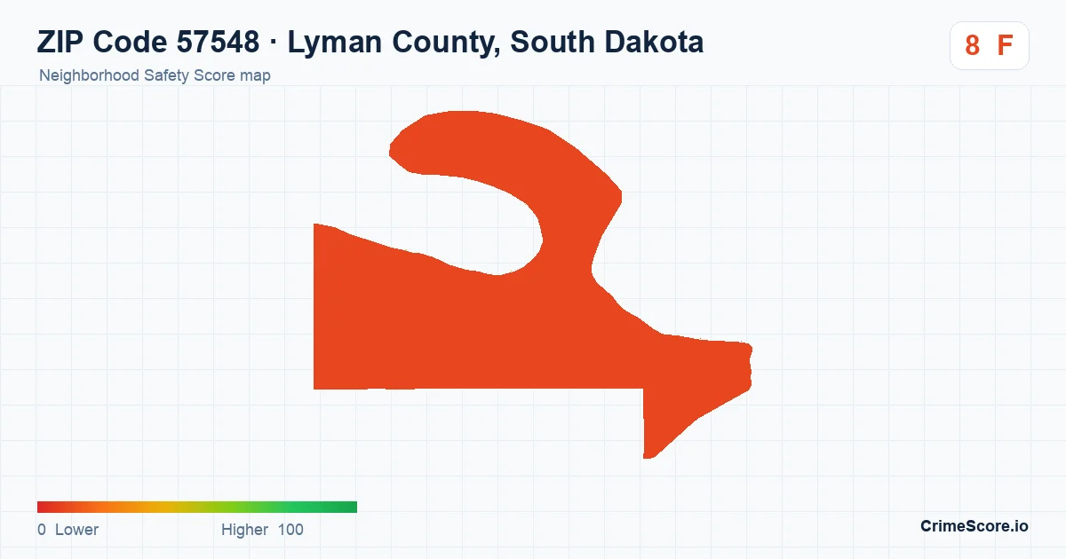ZIP Code 57548 in Lyman County, South Dakota neighborhood Safety Score map