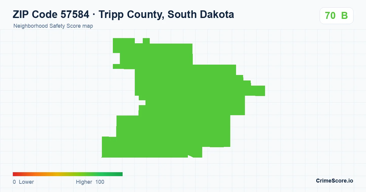 ZIP Code 57584 in Tripp County, South Dakota neighborhood Safety Score map