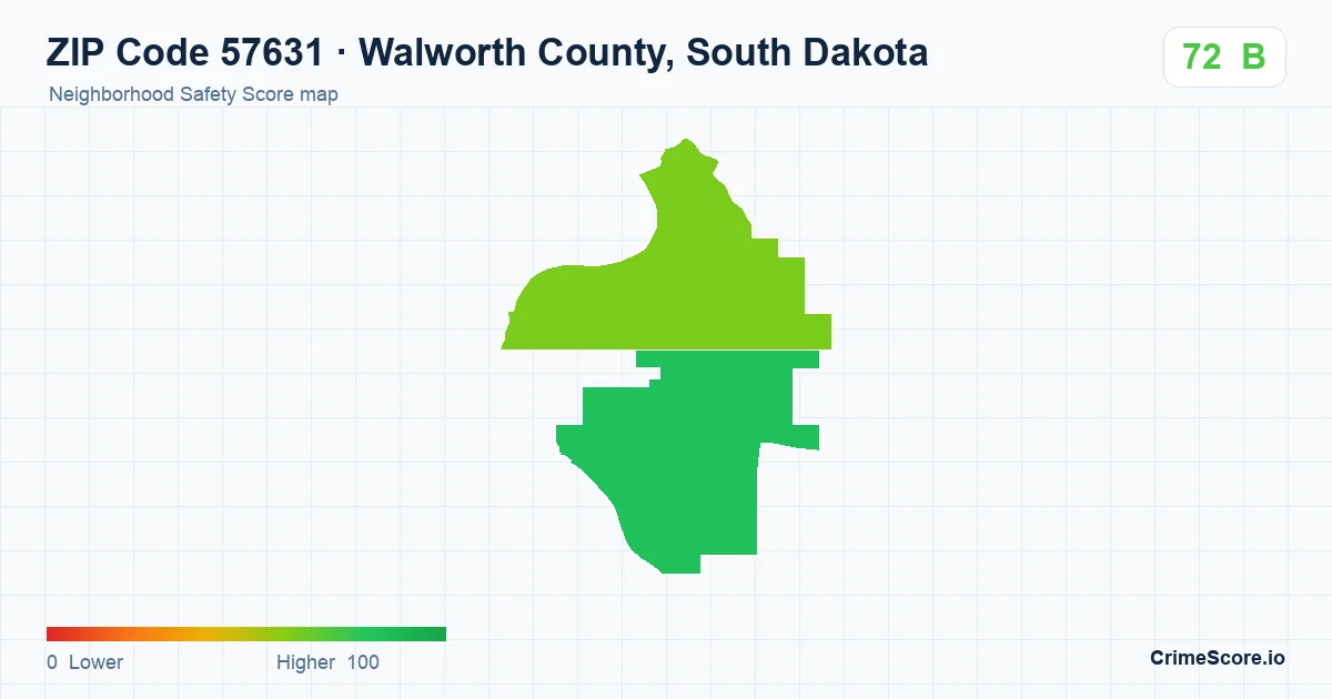 ZIP Code 57631 in Walworth County, South Dakota neighborhood Safety Score map