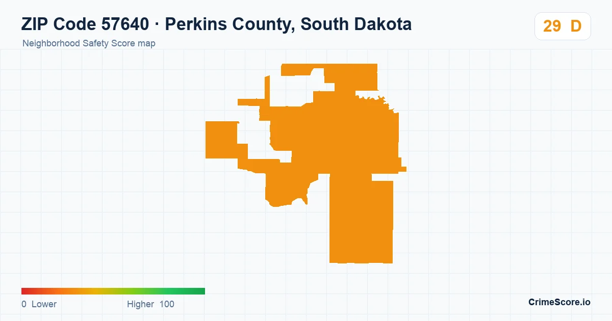 ZIP Code 57640 in Perkins County, South Dakota neighborhood Safety Score map