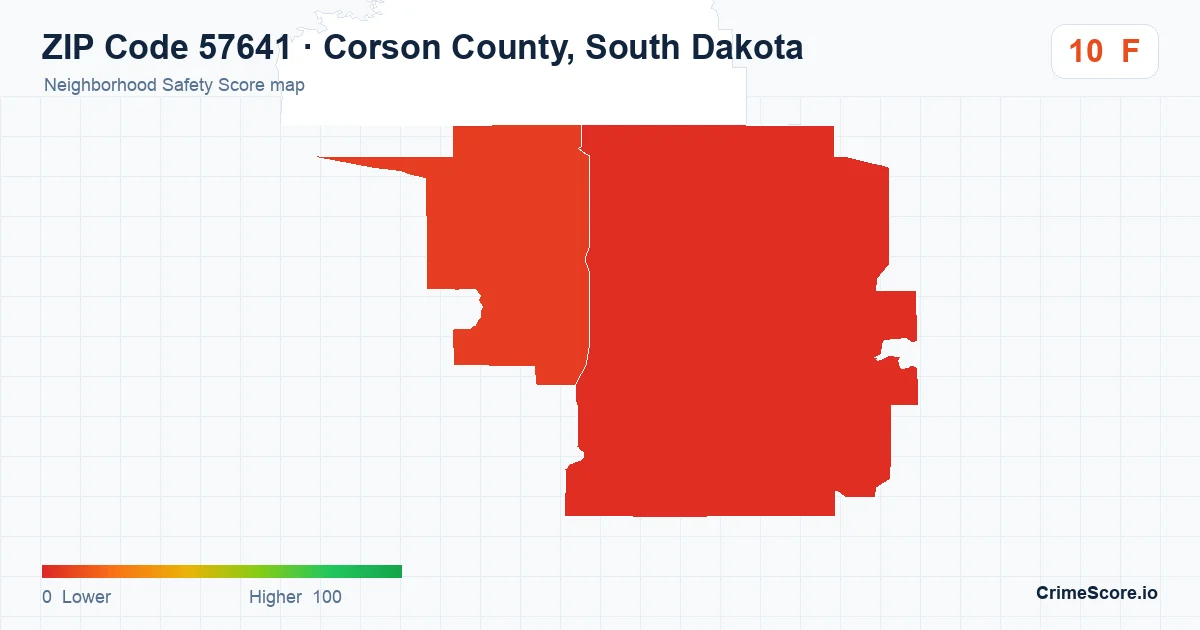 ZIP Code 57641 in Corson County, South Dakota neighborhood Safety Score map