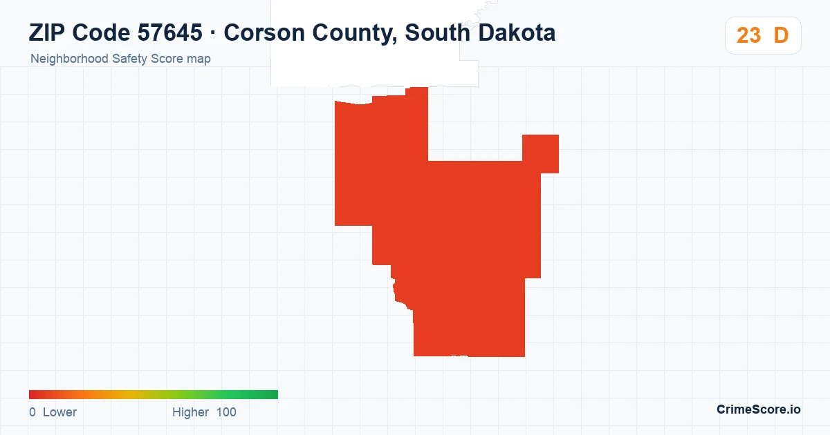 ZIP Code 57645 in Corson County, South Dakota neighborhood Safety Score map