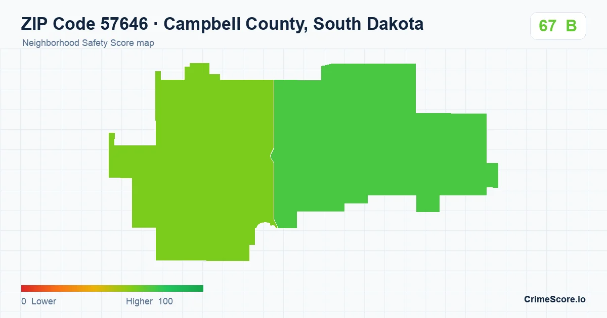 ZIP Code 57646 in Campbell County, South Dakota neighborhood Safety Score map