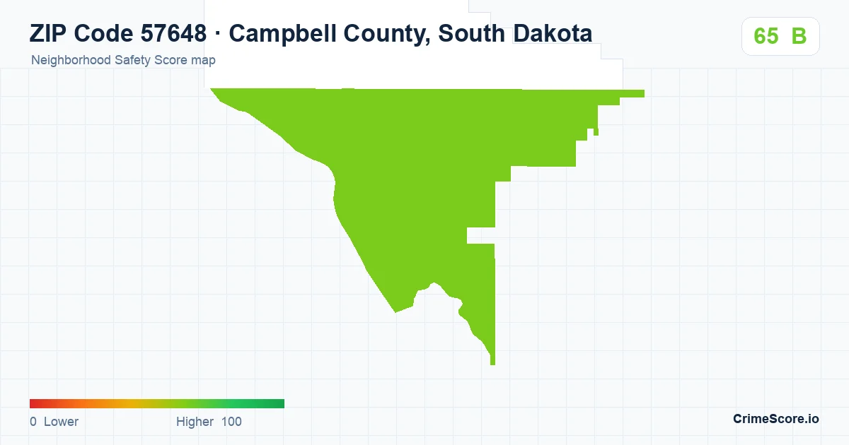 ZIP Code 57648 in Campbell County, South Dakota neighborhood Safety Score map