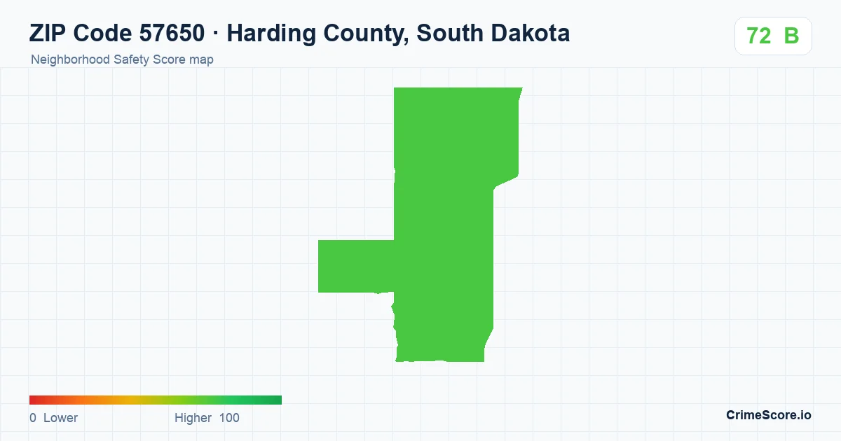 ZIP Code 57650 in Harding County, South Dakota neighborhood Safety Score map