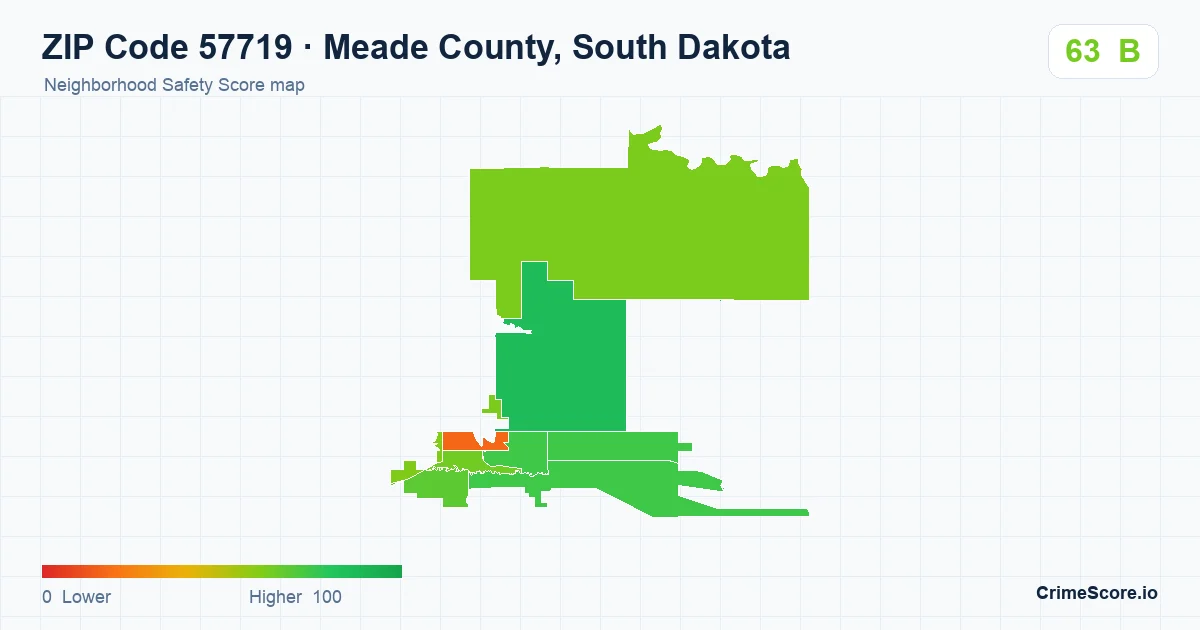ZIP Code 57719 in Meade County, South Dakota neighborhood Safety Score map