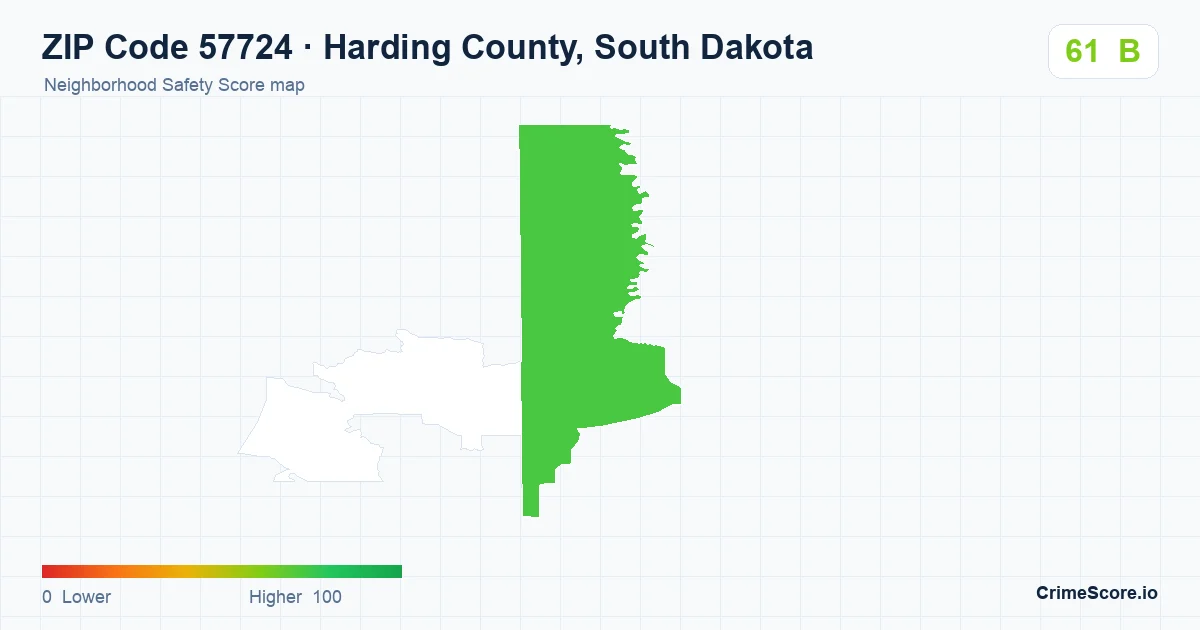 ZIP Code 57724 in Harding County, South Dakota neighborhood Safety Score map