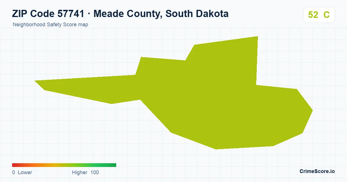 ZIP Code 57741 in Meade County, South Dakota neighborhood Safety Score map