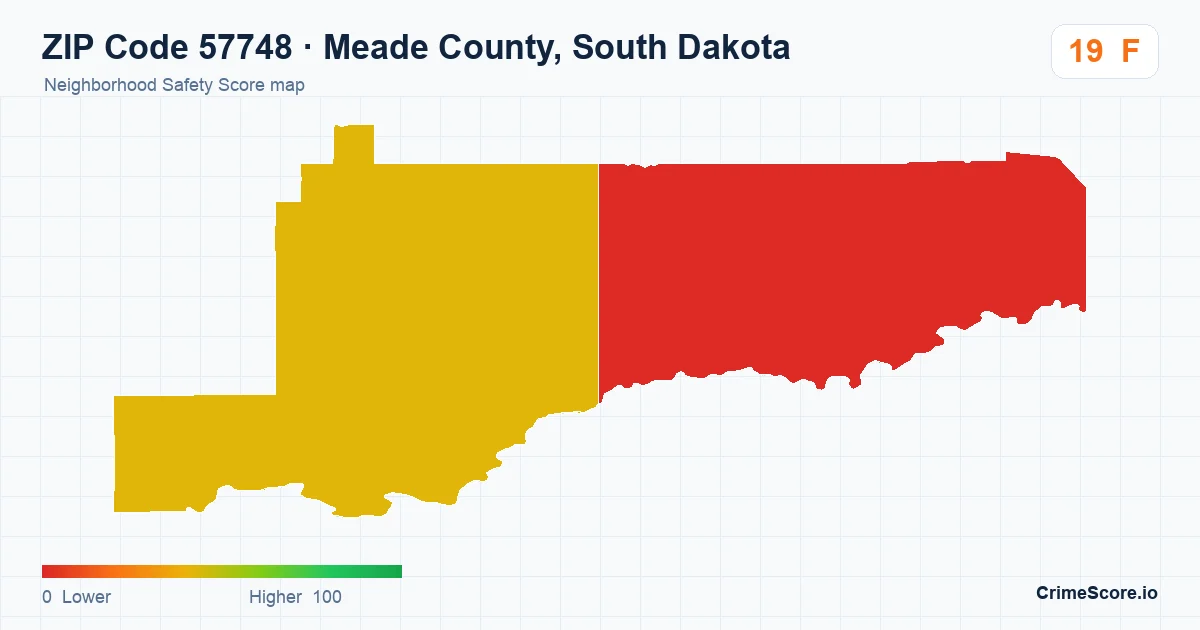 ZIP Code 57748 in Meade County, South Dakota neighborhood Safety Score map