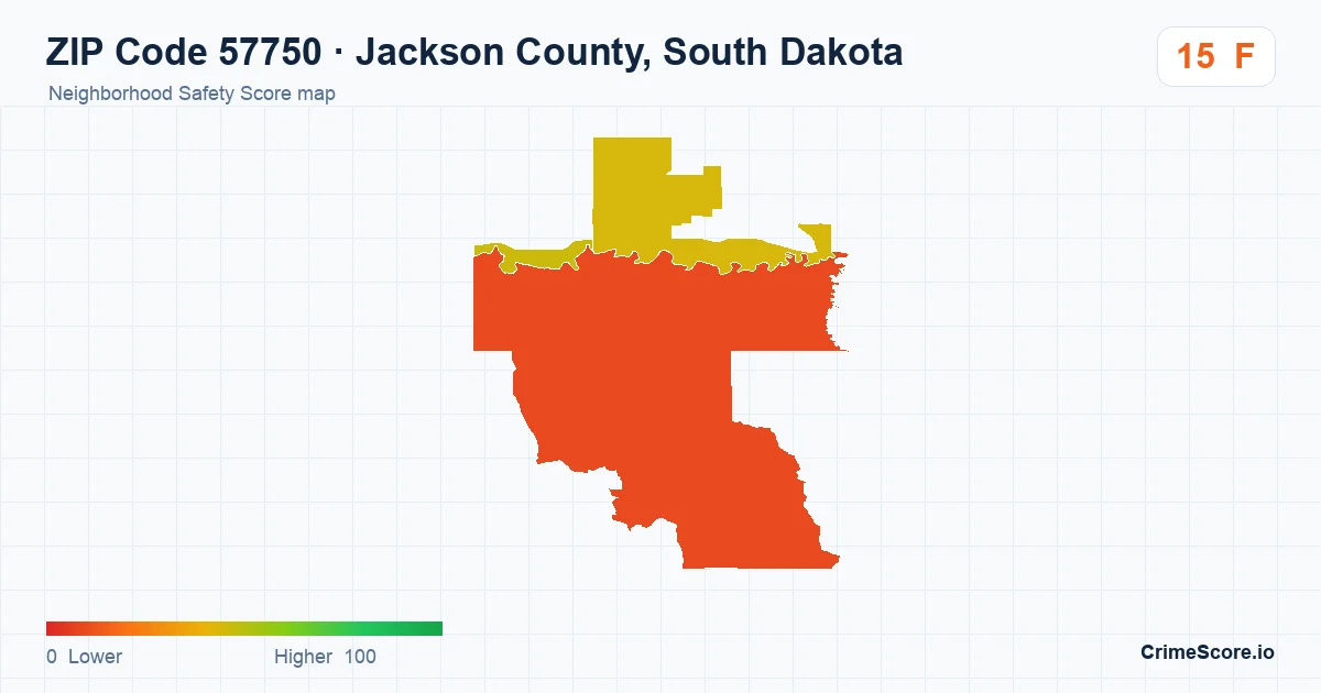 ZIP Code 57750 in Jackson County, South Dakota neighborhood Safety Score map