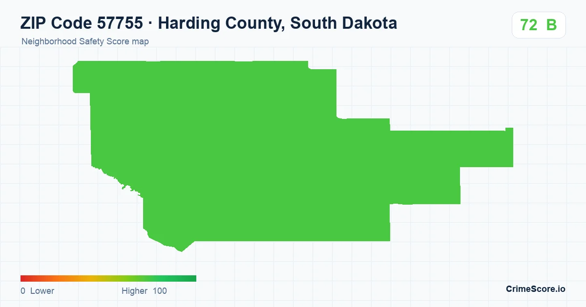 ZIP Code 57755 in Harding County, South Dakota neighborhood Safety Score map