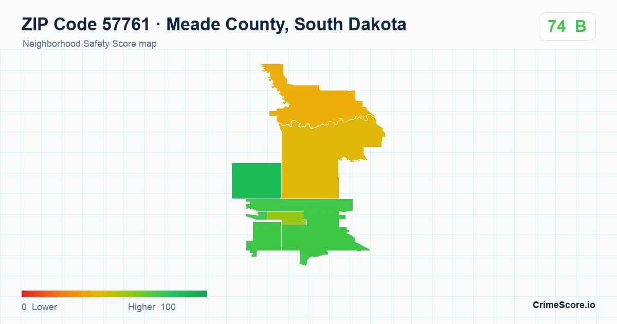 ZIP Code 57761 in Meade County, South Dakota neighborhood Safety Score map