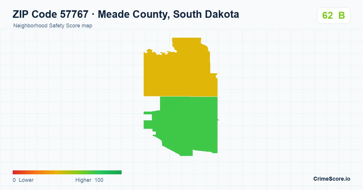 ZIP Code 57767 in Meade County, South Dakota neighborhood Safety Score map
