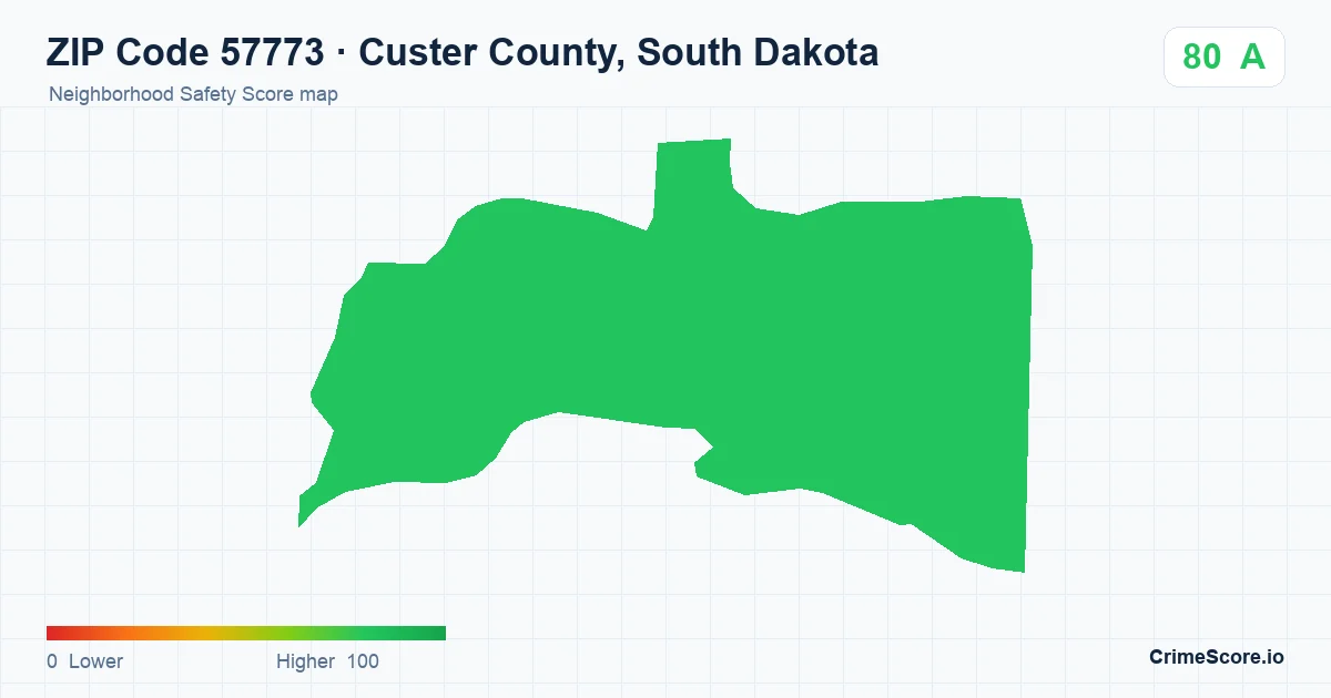 ZIP Code 57773 in Custer County, South Dakota neighborhood Safety Score map