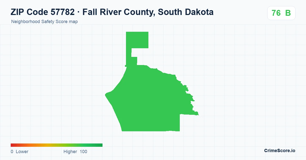 ZIP Code 57782 in Fall River County, South Dakota neighborhood Safety Score map