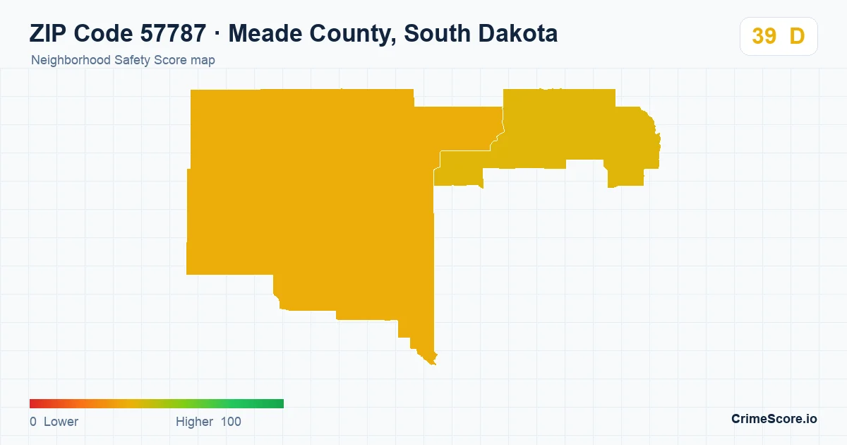 ZIP Code 57787 in Meade County, South Dakota neighborhood Safety Score map