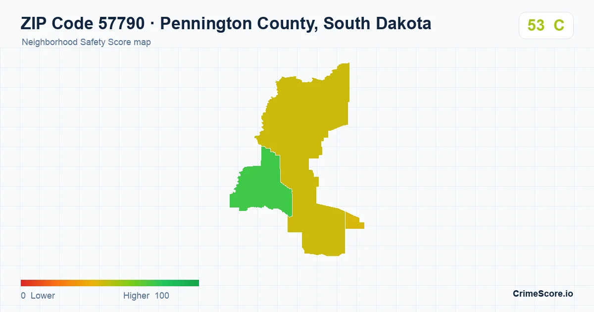 ZIP Code 57790 in Pennington County, South Dakota neighborhood Safety Score map