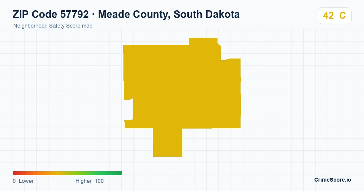 ZIP Code 57792 in Meade County, South Dakota neighborhood Safety Score map
