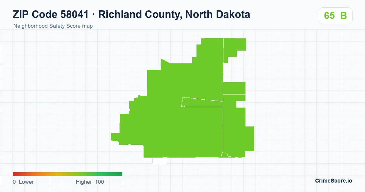 ZIP Code 58041 in Richland County, North Dakota neighborhood Safety Score map