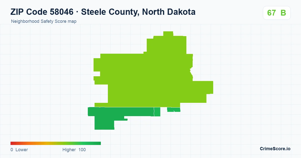 ZIP Code 58046 in Steele County, North Dakota neighborhood Safety Score map