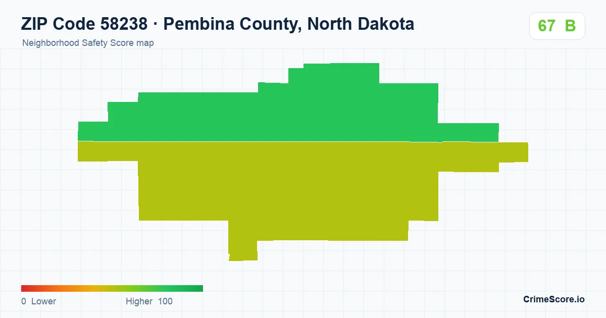 ZIP Code 58238 in Pembina County, North Dakota neighborhood Safety Score map