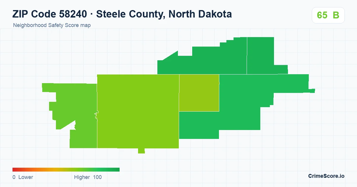 ZIP Code 58240 in Steele County, North Dakota neighborhood Safety Score map