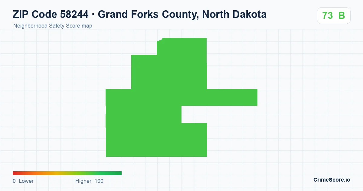 ZIP Code 58244 in Grand Forks County, North Dakota neighborhood Safety Score map