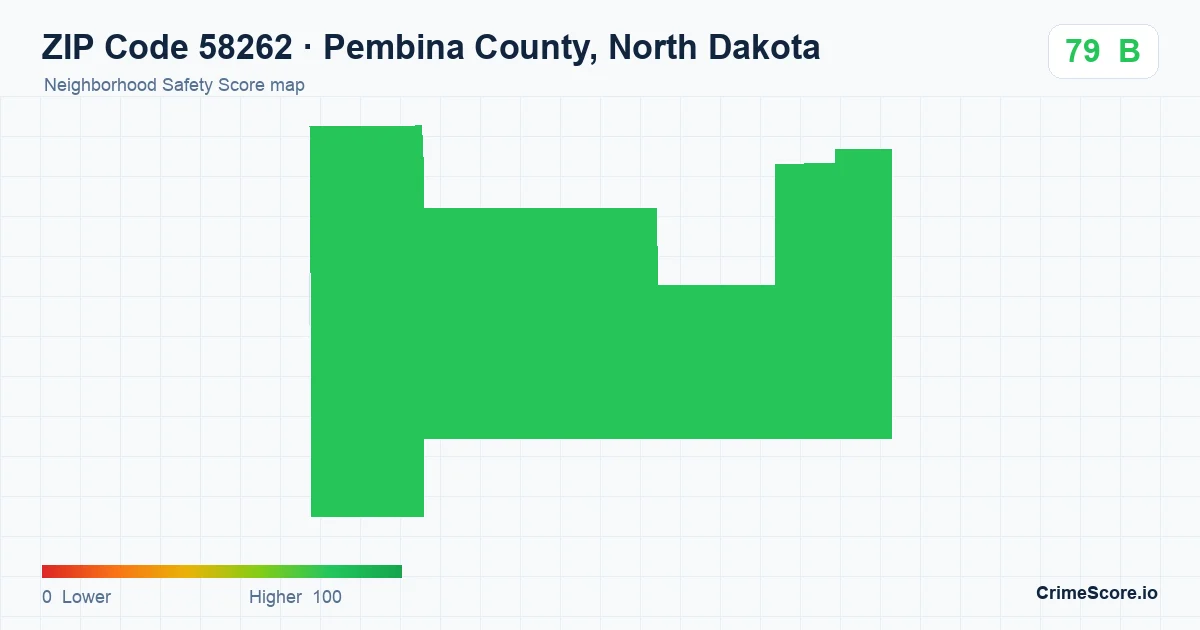 ZIP Code 58262 in Pembina County, North Dakota neighborhood Safety Score map