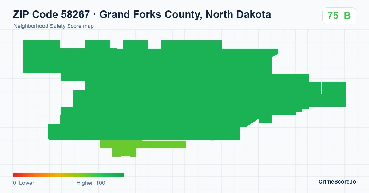 ZIP Code 58267 in Grand Forks County, North Dakota neighborhood Safety Score map