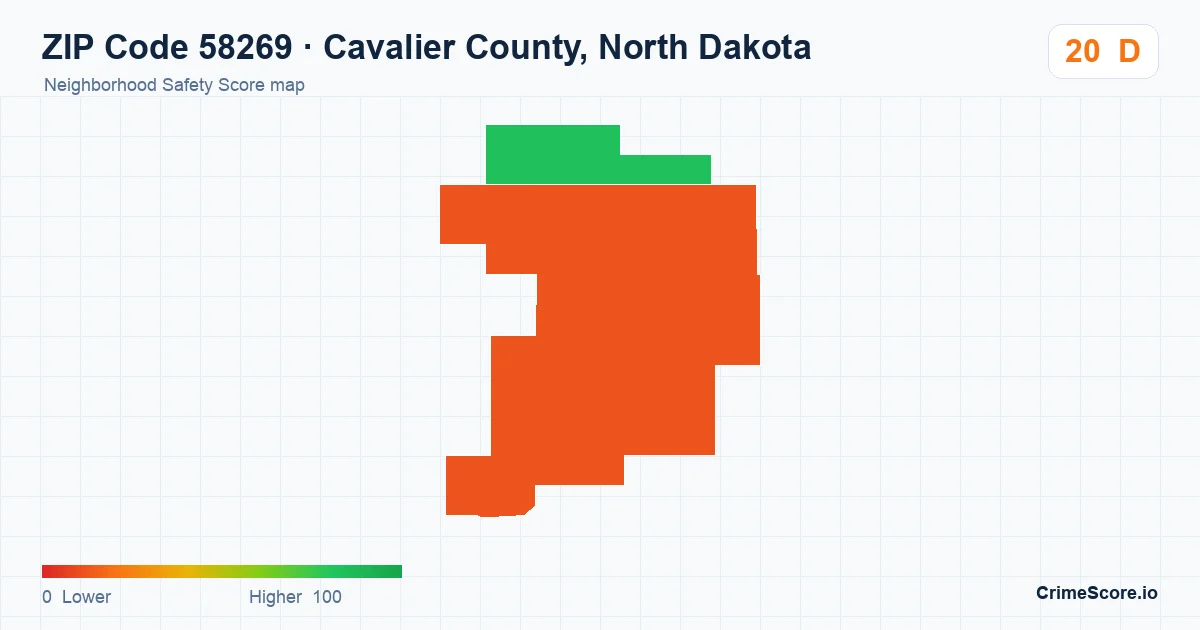 ZIP Code 58269 in Cavalier County, North Dakota neighborhood Safety Score map