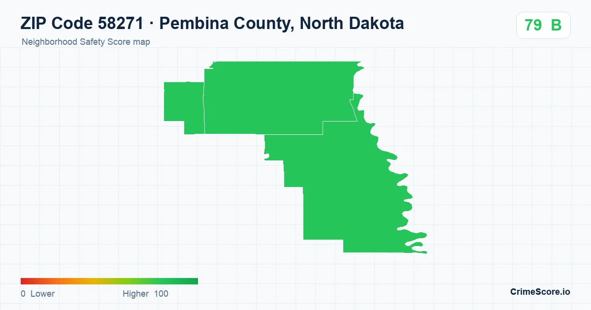 ZIP Code 58271 in Pembina County, North Dakota neighborhood Safety Score map