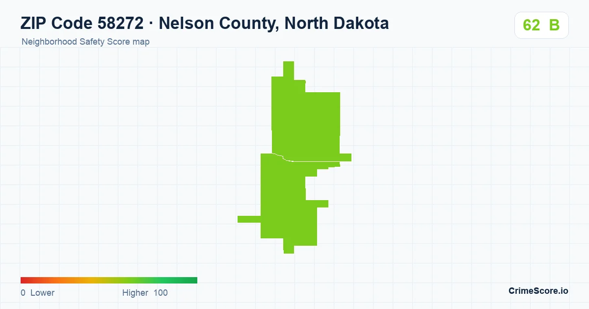 ZIP Code 58272 in Nelson County, North Dakota neighborhood Safety Score map