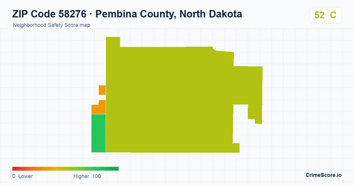 ZIP Code 58276 in Pembina County, North Dakota neighborhood Safety Score map