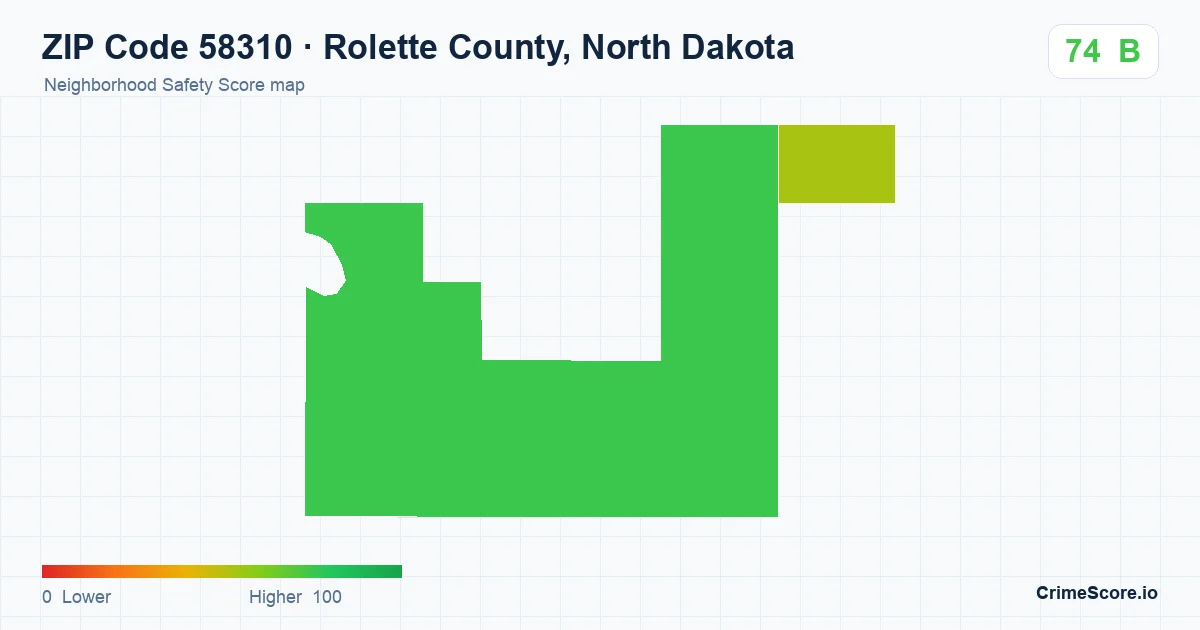 ZIP Code 58310 in Rolette County, North Dakota neighborhood Safety Score map