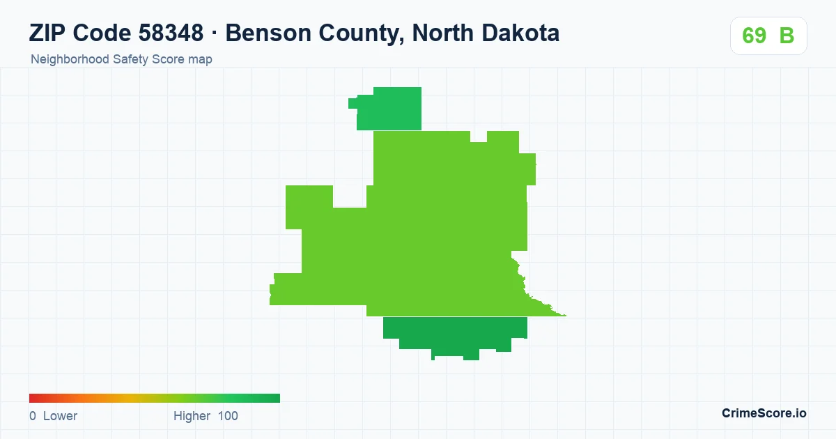 ZIP Code 58348 in Benson County, North Dakota neighborhood Safety Score map