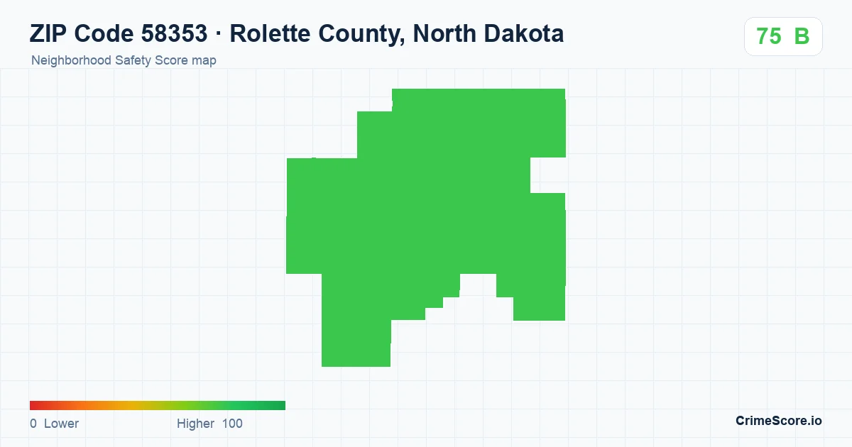 ZIP Code 58353 in Rolette County, North Dakota neighborhood Safety Score map
