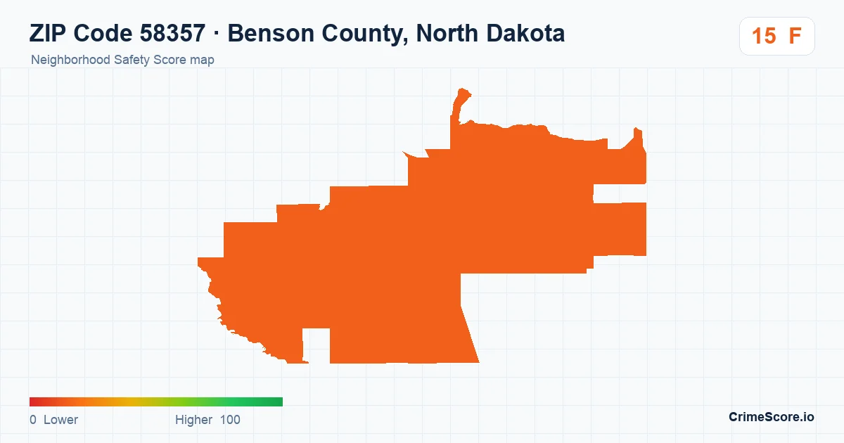 ZIP Code 58357 in Benson County, North Dakota neighborhood Safety Score map