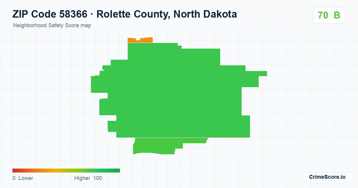 ZIP Code 58366 in Rolette County, North Dakota neighborhood Safety Score map