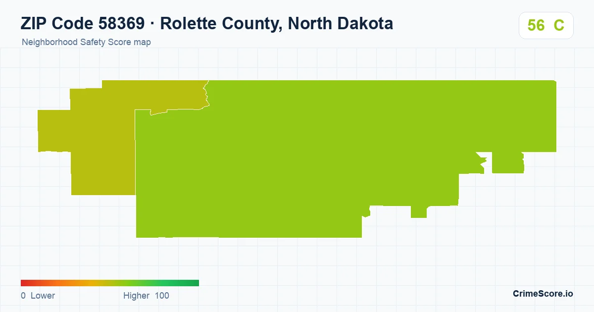 ZIP Code 58369 in Rolette County, North Dakota neighborhood Safety Score map