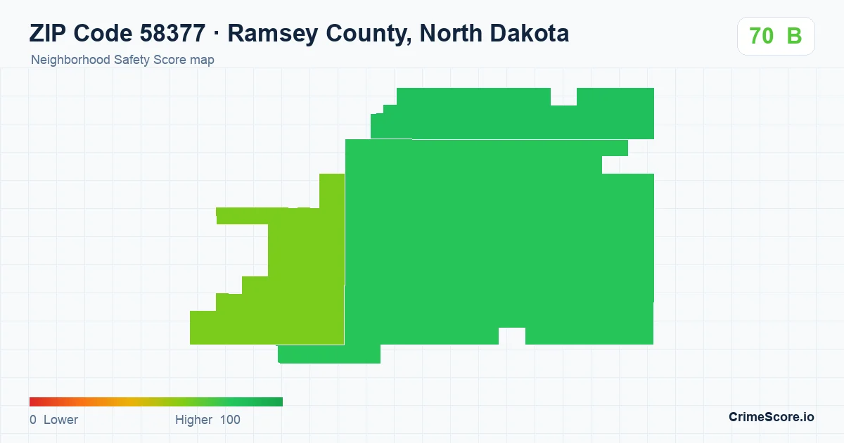 ZIP Code 58377 in Ramsey County, North Dakota neighborhood Safety Score map