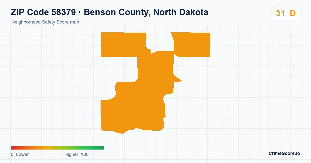 ZIP Code 58379 in Benson County, North Dakota neighborhood Safety Score map