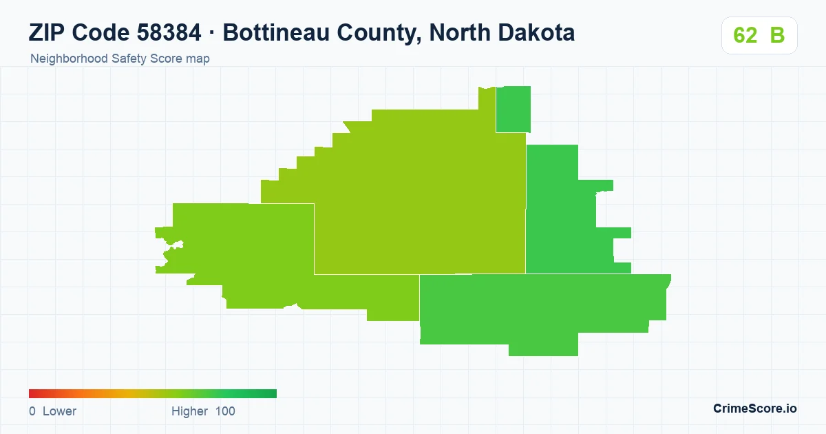 ZIP Code 58384 in Bottineau County, North Dakota neighborhood Safety Score map