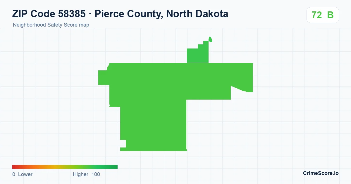 ZIP Code 58385 in Pierce County, North Dakota neighborhood Safety Score map