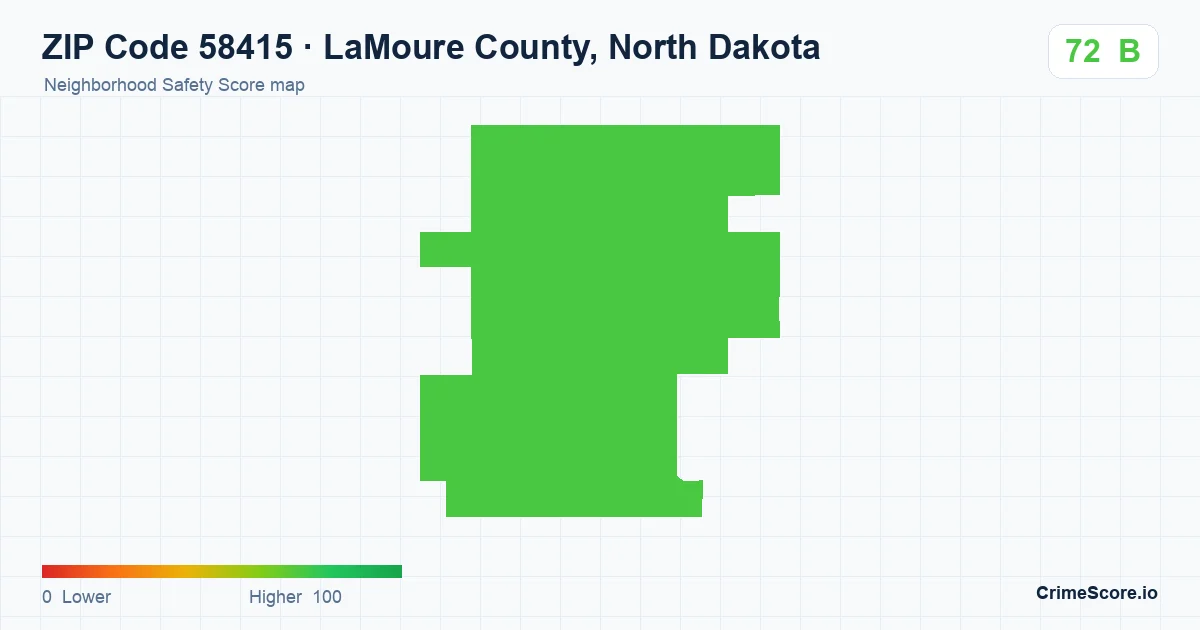 ZIP Code 58415 in LaMoure County, North Dakota neighborhood Safety Score map