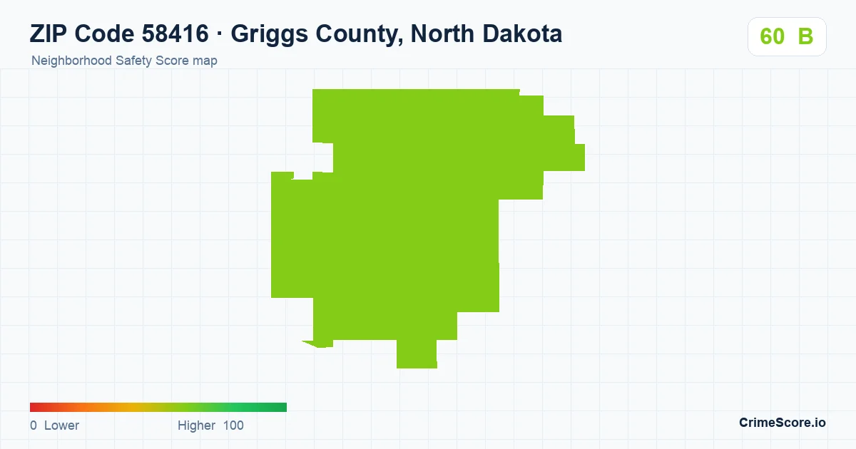 ZIP Code 58416 in Griggs County, North Dakota neighborhood Safety Score map