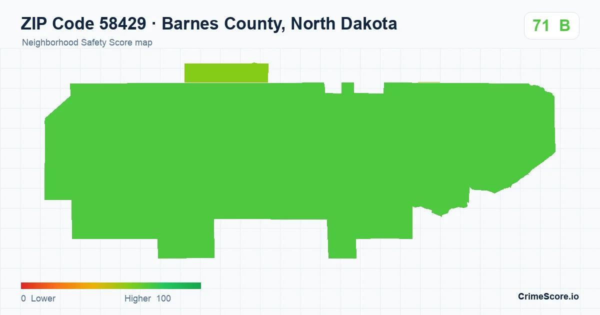 ZIP Code 58429 in Barnes County, North Dakota neighborhood Safety Score map
