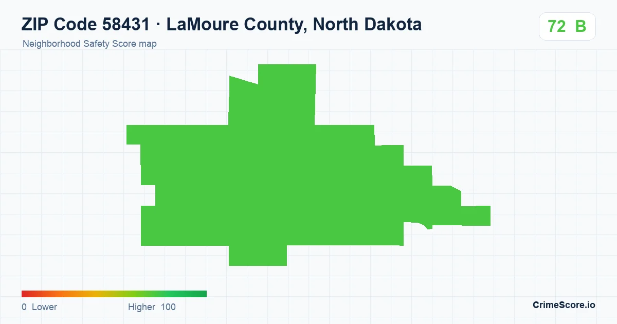 ZIP Code 58431 in LaMoure County, North Dakota neighborhood Safety Score map