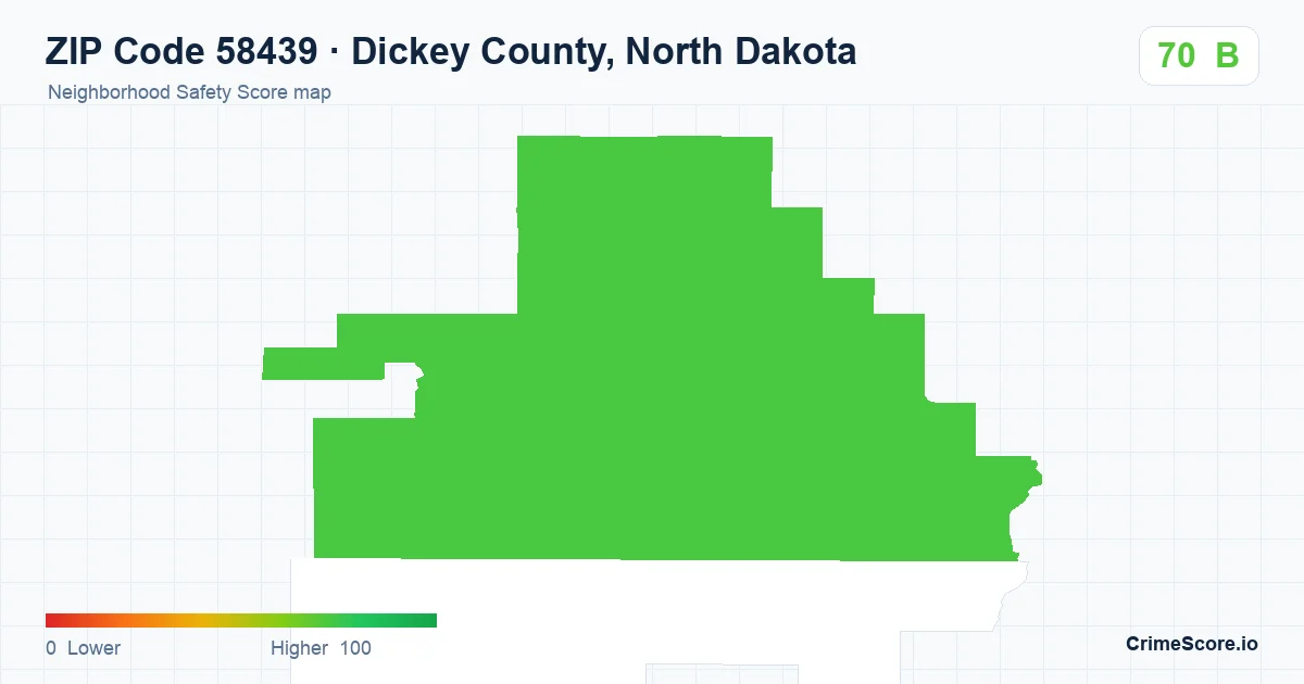 ZIP Code 58439 in Dickey County, North Dakota neighborhood Safety Score map
