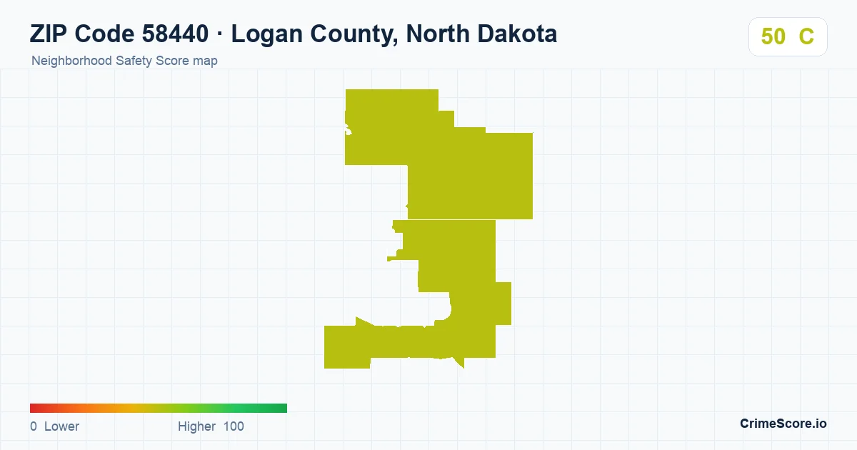 ZIP Code 58440 in Logan County, North Dakota neighborhood Safety Score map